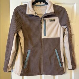 L.L. Bean Cream and Blue Fleece Jacket